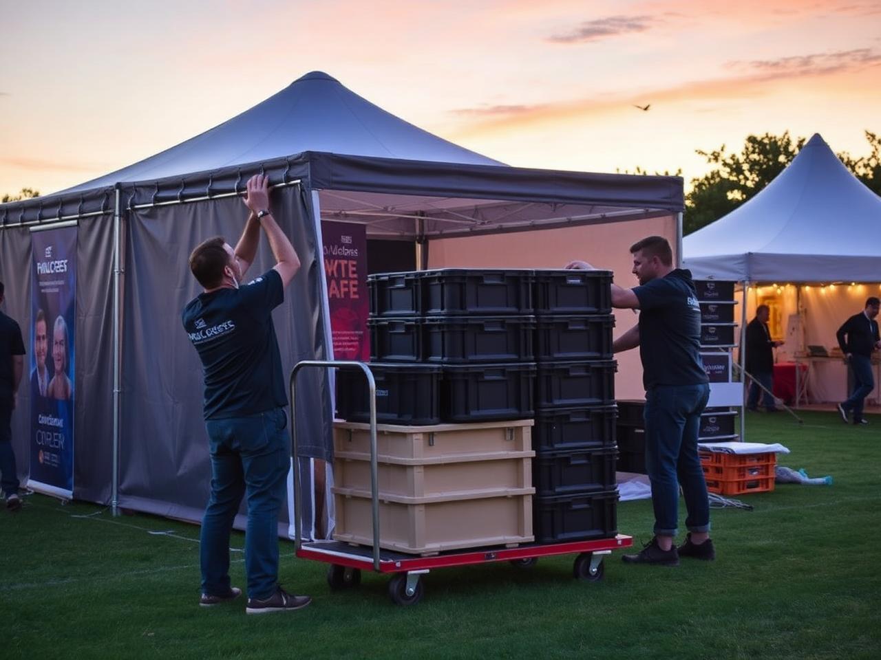 Stand being dismantled and packed away after the show